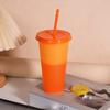 Color Changing Plastic Tumbler with Straw 24oz Reusable Cold Water Cup