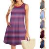 Summer Dresses For Women Beach Boho Sleeveless Vintage Printing Flowy Pocket Tshirt Tank Sundresses