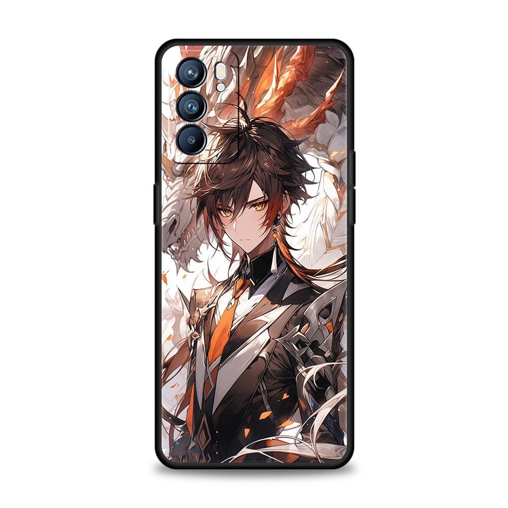 Case For Oppo Find X6 Pro X5 A54 A53 A52 A9 A15 A95 A17 A76 A74 A57 A31 Reno8 Reno7 Reno6 Pro 5G Cover Genshin Impact Zhongli