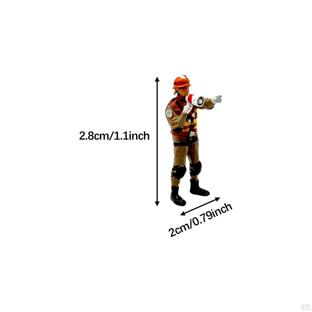 1/64 Firefighter Figures Diorama Action Realistic Tiny People Model for Micro Landscapes