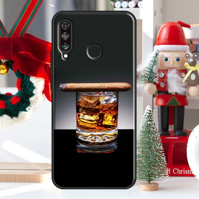 Чехол для Huawei Nova 7i 8i 11i 12i 12s Y73 Y70 Y90 Y60 Y72 Y61 Y91 9 10 SE P30 Pro P40 Lite с изображением сигары, виски и льда