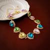 Colorful Rhinestone Heart Choker Necklace - French High-End Luxury Fashion for Women