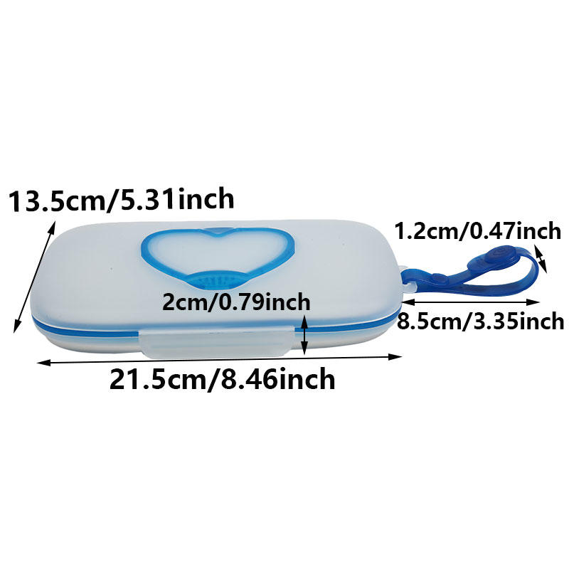 1 шт. Портативный контейнер для хранения влажных салфеток и масок в форме сердца из полипропилена с защелкой для детских путешествий, держатель для салфеток