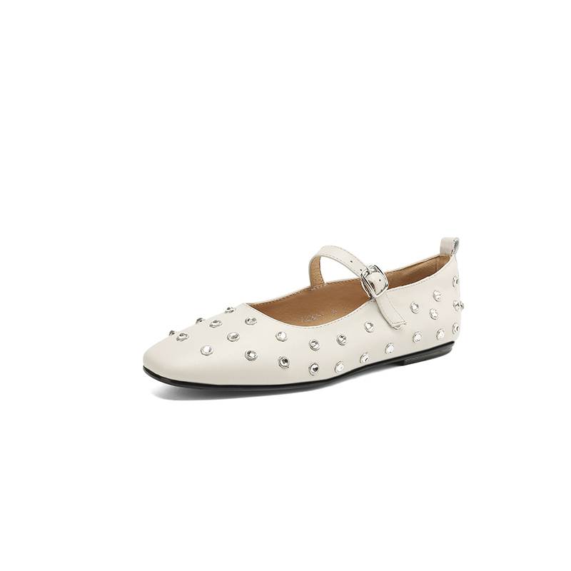 Krazing Pot Модные весенние туфли из коровьей кожи размером 42 41, красивые туфли на плоской подошве с круглым носком, украшенные кристаллами