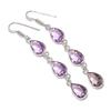 Natural Pink Kunzite Gemstone 925 Sterling Silver Jewelry Earring 2.80" q3Q97