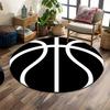 Black Basketball Icon Design Print Round Rug, Living Room, Bedroom, Playroom Carpet, Non Slip Floor Mat, Gift