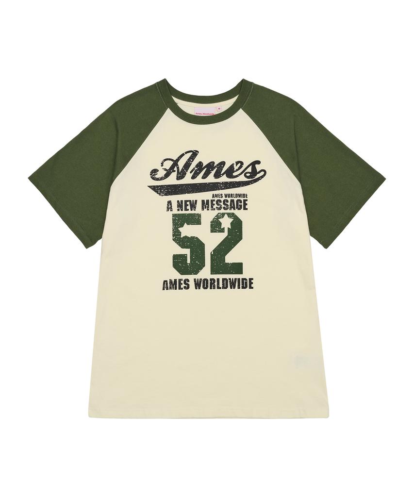 AMES-WORLDWIDE 52 Логотип Реглан Футболка Хаки