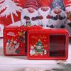 Christmas Merry Tinplate Rectangle Candy Box Gift Storage Box Biscuit Can Home Hand Card Container Party Cookies Storage Box