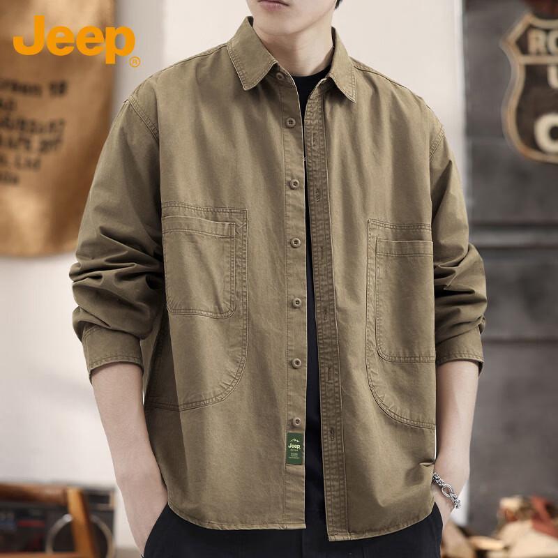 JEEP Men's Casual Cotton Long Sleeve Utility Shirt