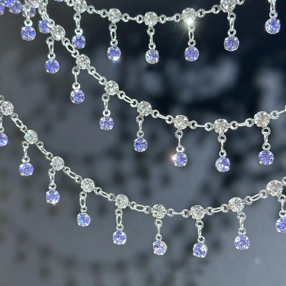 0.5M 1M Shiny Colorful Crystal Charm Taseel Beads Copper Chain DIY Necklace Bracelet Beaded Chains Women Jewelry Making Supplies