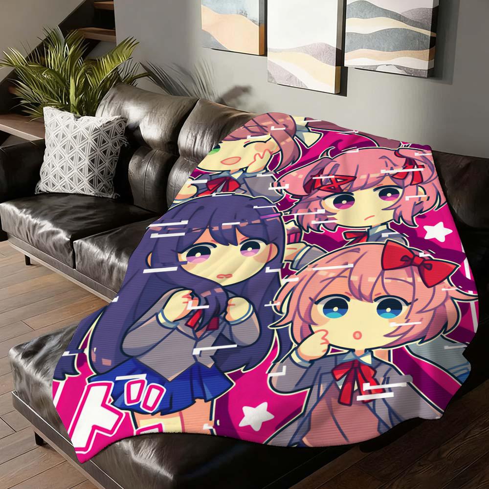 Игровое одеяло Doki S D Doki L Литературный клуб Мягкое и приятное для кожи Для дивана Кровати Дневного сна Покрывало Всесезонное Одеяло