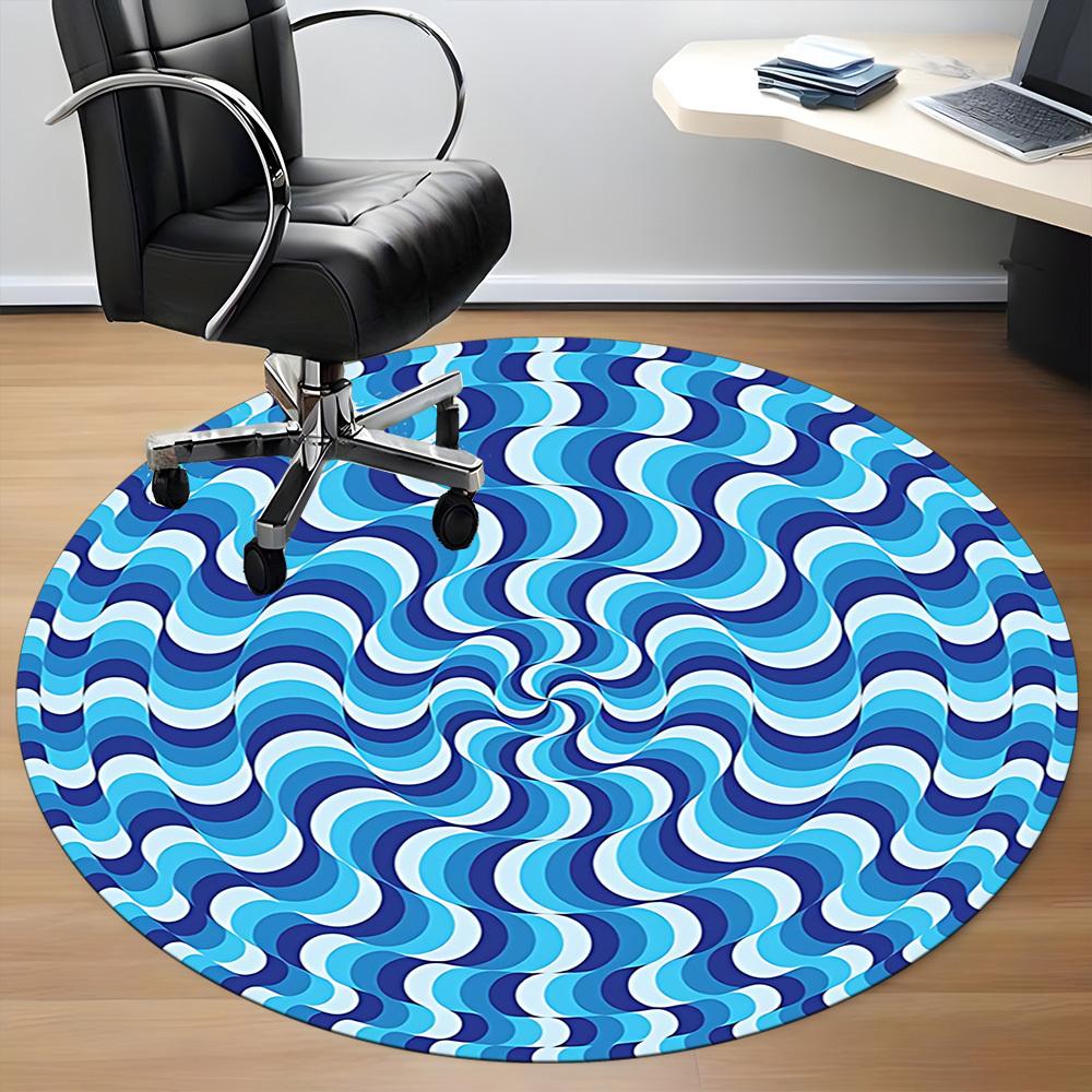 1pc Blue Waves Pattern Chair Carpet for Office Non-Slip, Machine Washable Rug for Office, Room - Holiday Decor, Machine Made yy251016033
