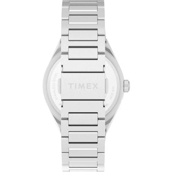 Мужские часы Timex Q Continental День-Дата 39 мм - Браслет из нержавеющей стали Синий циферблат Корпус