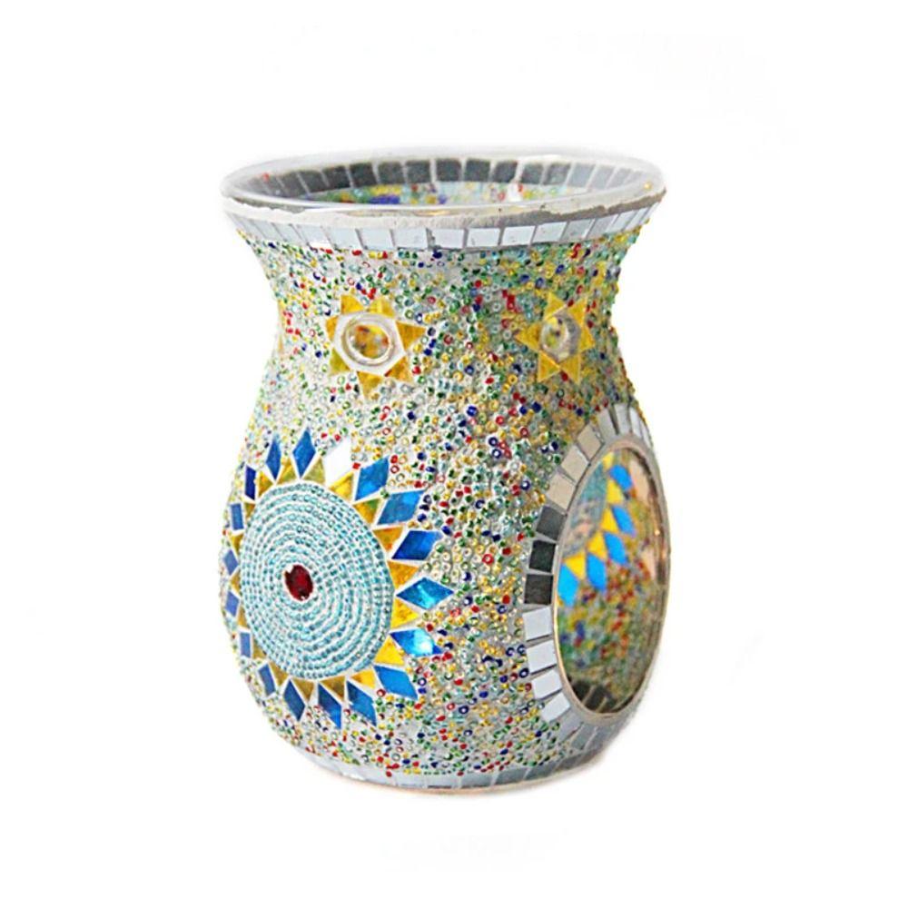 Мозаичный стеклянный подсвечник для ароматических свечей, прочный диффузор для благовоний, ароматерапия, кофейная барная стойка