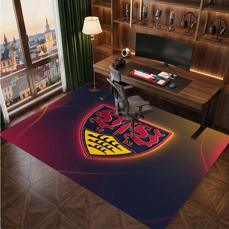 VfB Stuttgart Football Print Crystal Velvet Rug, Comfortable Water Absorbent Non Slip Indoor Floor Carpet