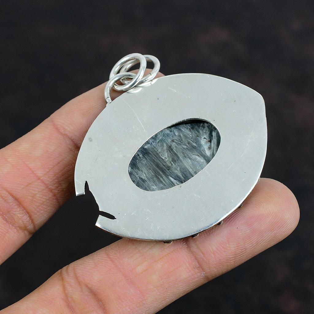 Подвеска серафинит, оригинальный драгоценный камень, кулон из стерлингового серебра 925 пробы, подвеска ручной работы, потрясающий кулон, подарки для жены, ювелирные изделия