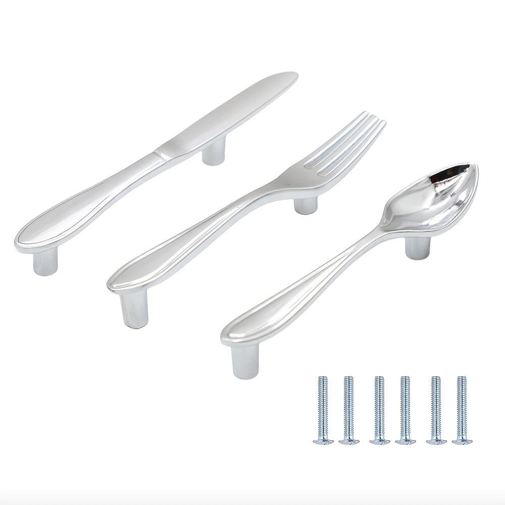 Набор из 3 современных ножей/ложек/вилок для кухонного шкафа, дверная ручка, ручка для ящика шкафа, ручка-кнопка