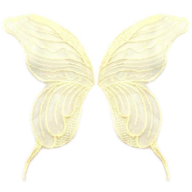 Кружевная сетчатая вышивка бабочка наклейка Бежевый к цветам прозрачная сетчатая основа вышивка DIY кружевные аксессуары симметричные цветочные детали