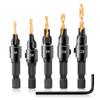 5pcs Drill Bits Countersink Drill Woodworking Drill Bit Set Wood Cutters Drilling Pilot Holes For Screw Sizes #5 #6 #8 #10 #12