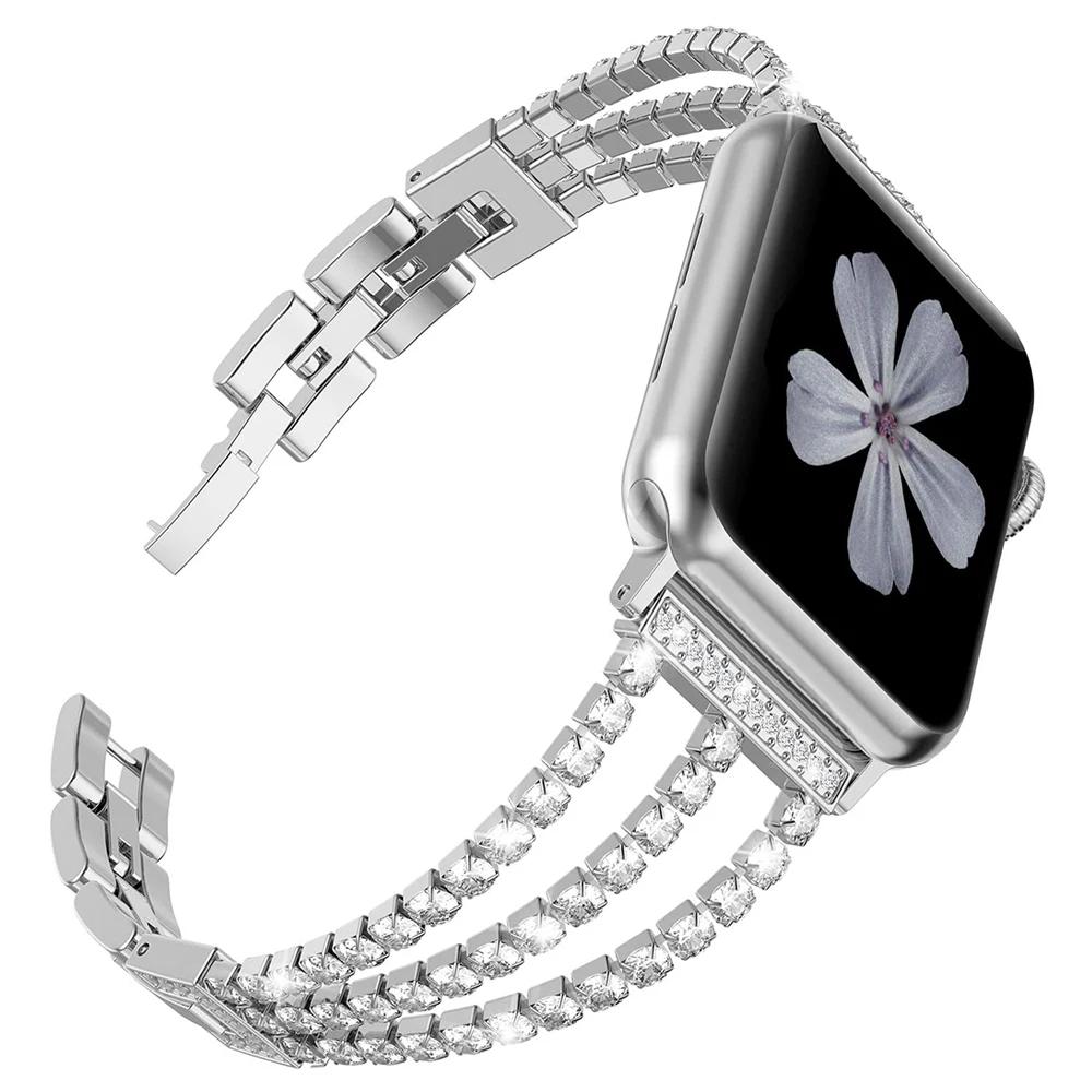 Diamond Strap for Apple Watch Ultra Band 49mm 45mm 41mm 44mm 40mm 42mm 38mm Women Metal Bracelet Iwatch Series 8 6 5 4 3 Se 7