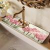 1pc Tulip Pattern, Bibcock Water Absorption Pad, Drainage Pad, Kitchen, Bathroom Sink, Table Top, Drainage Pad, And Cuttable Quick-drying Pad