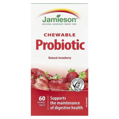 Витамины Jamieson, жевательный пробиотик, натуральный клубничный вкус, 60 жевательных таблеток