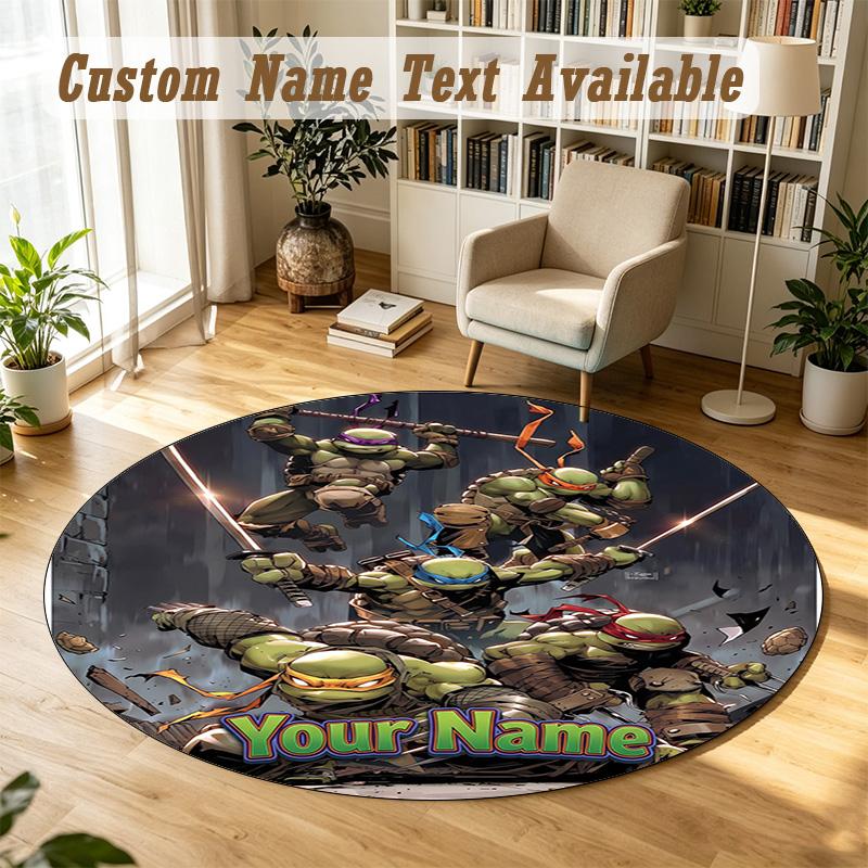 Round Rug Custom NameTeenage Mutant Ninja Turtles Pattern Non Slip Carpet Home Floor Decor