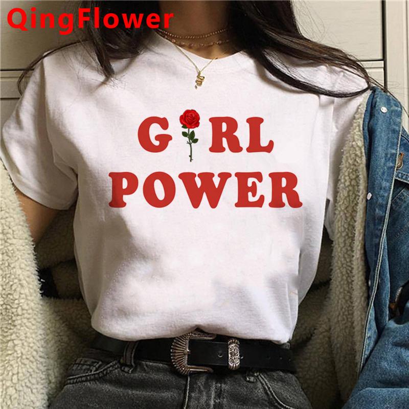 Футболка Feminist Girl Power Grl Pwr Feminism, женская уличная одежда, японская одежда в стиле гранж, футболка