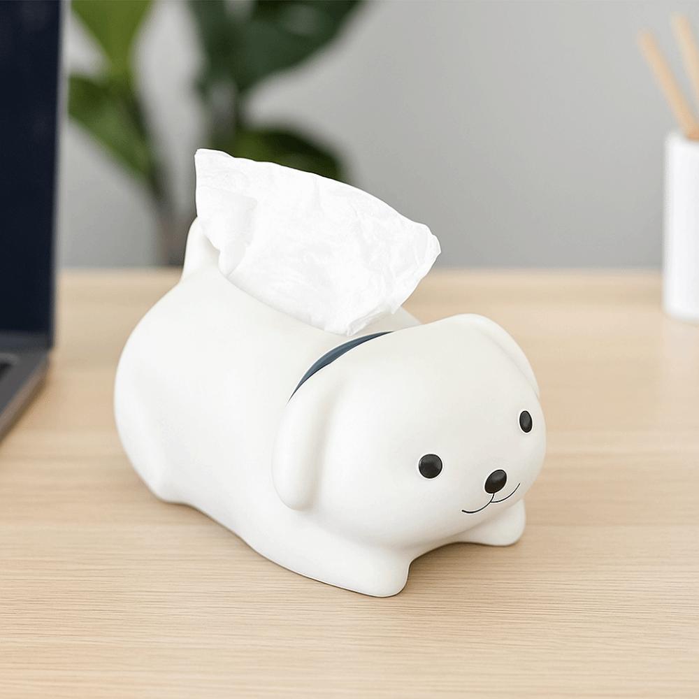 Anti Drop Little Dog Tissue Storage Box Figure Model Little White Dog Model Toy  Birthday Gift