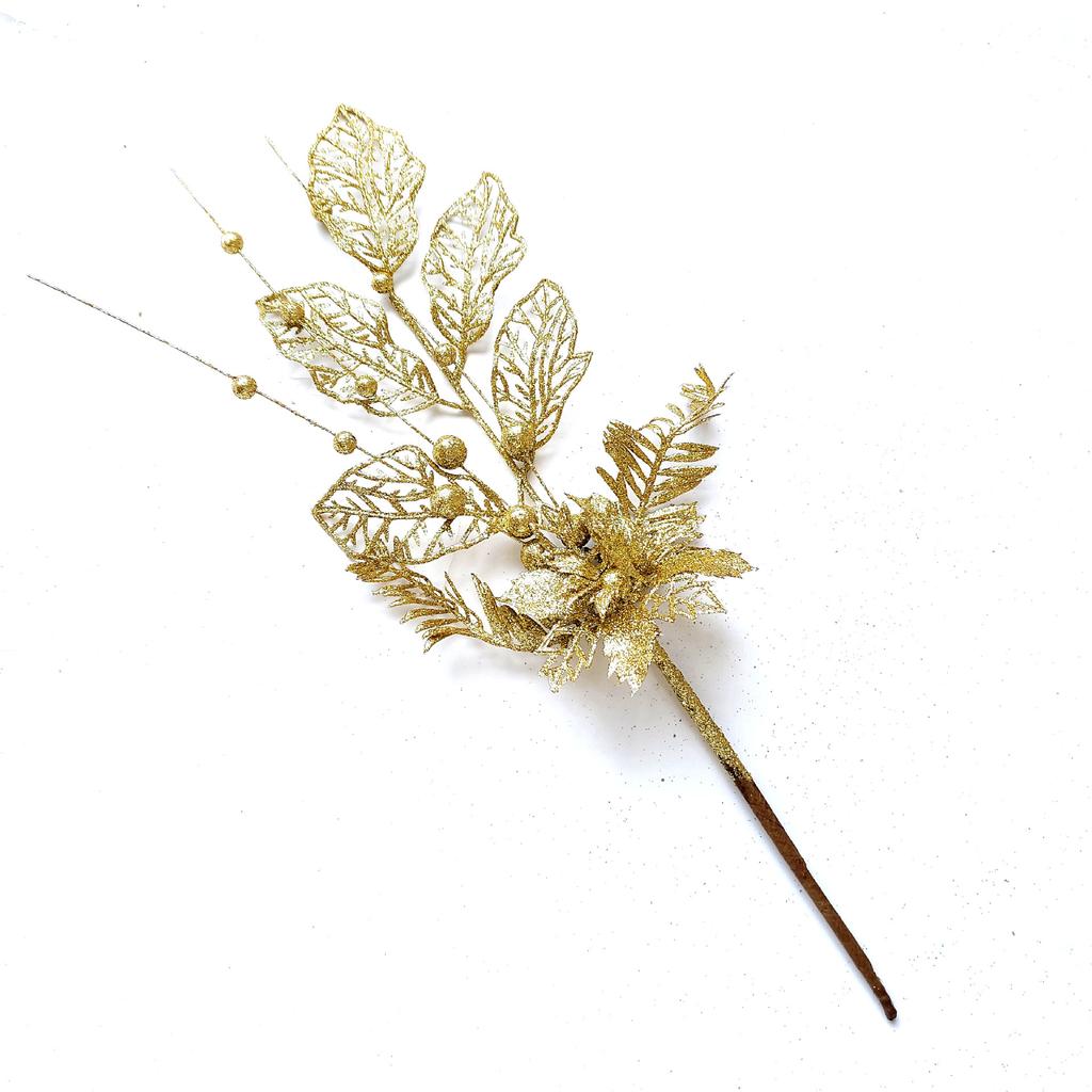 Рождественские украшения Цветы из золотой пудры Украшения из лилий Ветки деревьев Плагины для рождественских елок Атмосферные принадлежности Ветки деревьев и черенки