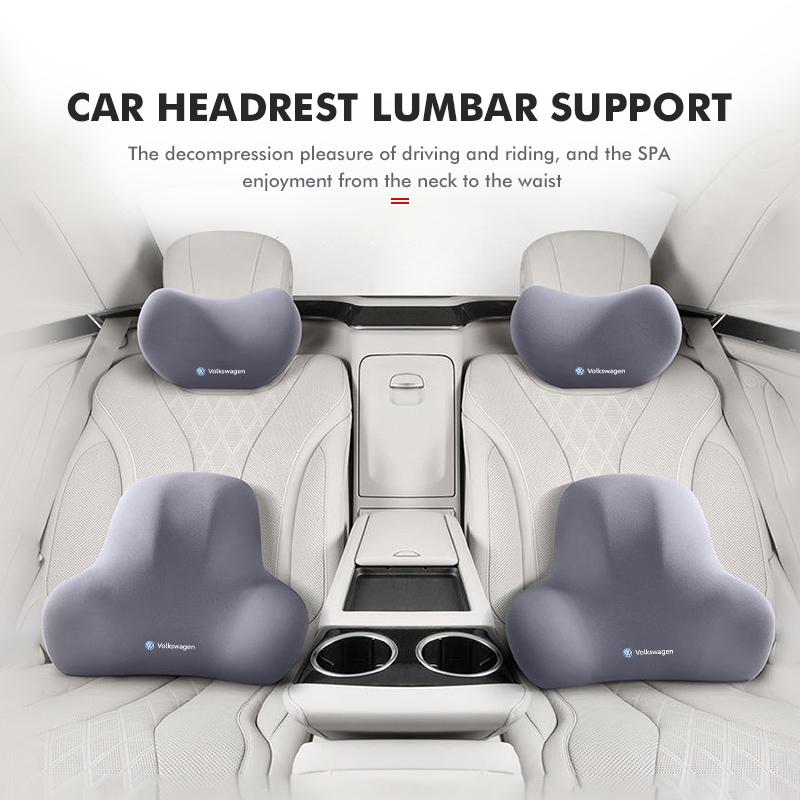 T28Emblems Car Headrest U-shaped Neck Pillow Lumbar Support Accessories For Volkswagen VW Scirocco Passat Polo B5 B6 B7 CC Tiguan S