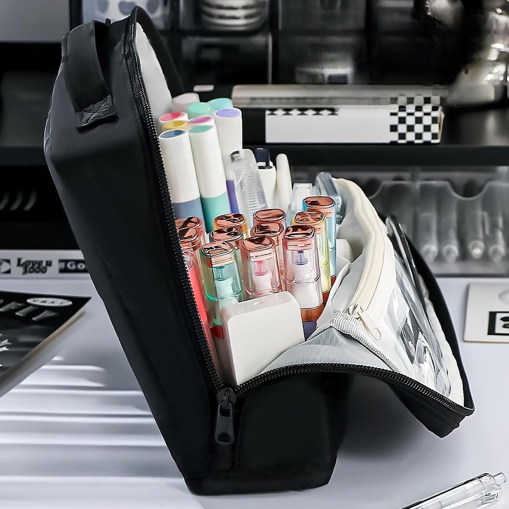 Увеличенный 11-слойный карманный пенал для ручек, сумка для ручек, простой цветной дизайн, широкое отверстие, сумка для хранения канцелярских принадлежностей, для школы, путешествий