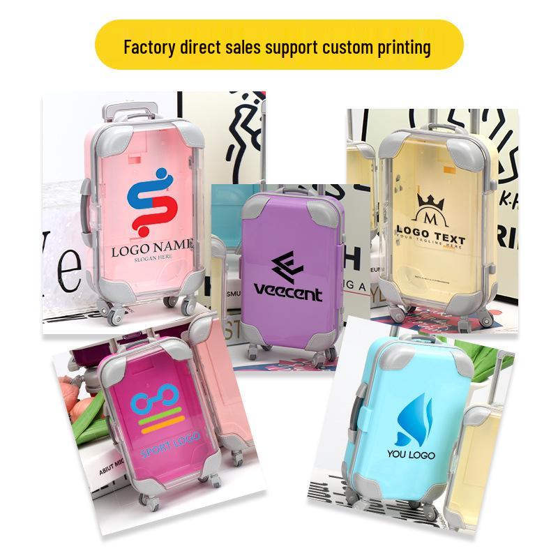 Compact Solid Color Kids Trolley Suitcase Toy with Eyelash Design for Dress-Up and Storage