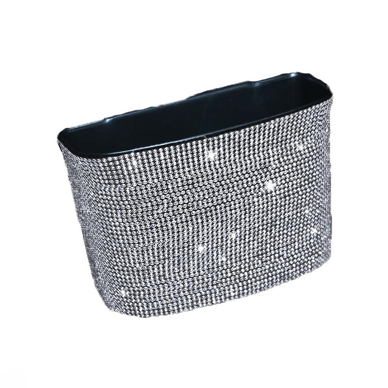 Автомобильный мусорный бак с бриллиантовым кристаллом, подвесная сумка для хранения автомобилей, многофункциональная автомобильная дверная сумка, блестящие автомобильные аксессуары для женщин