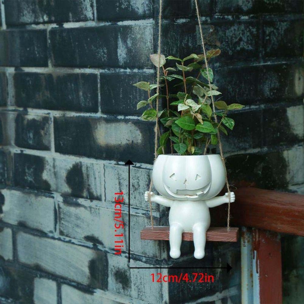 Succulents Halloween Flower Pot Plastic Swing Pumpkin Plant Basket Home Balcony