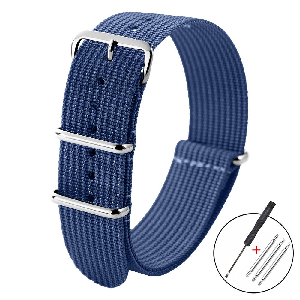 Ribbed Nylon Watchband Woven Nylon Watch Strap 18mm 20mm 22mm for Military Watch Band Bracelets for Omega Watchband Accessories