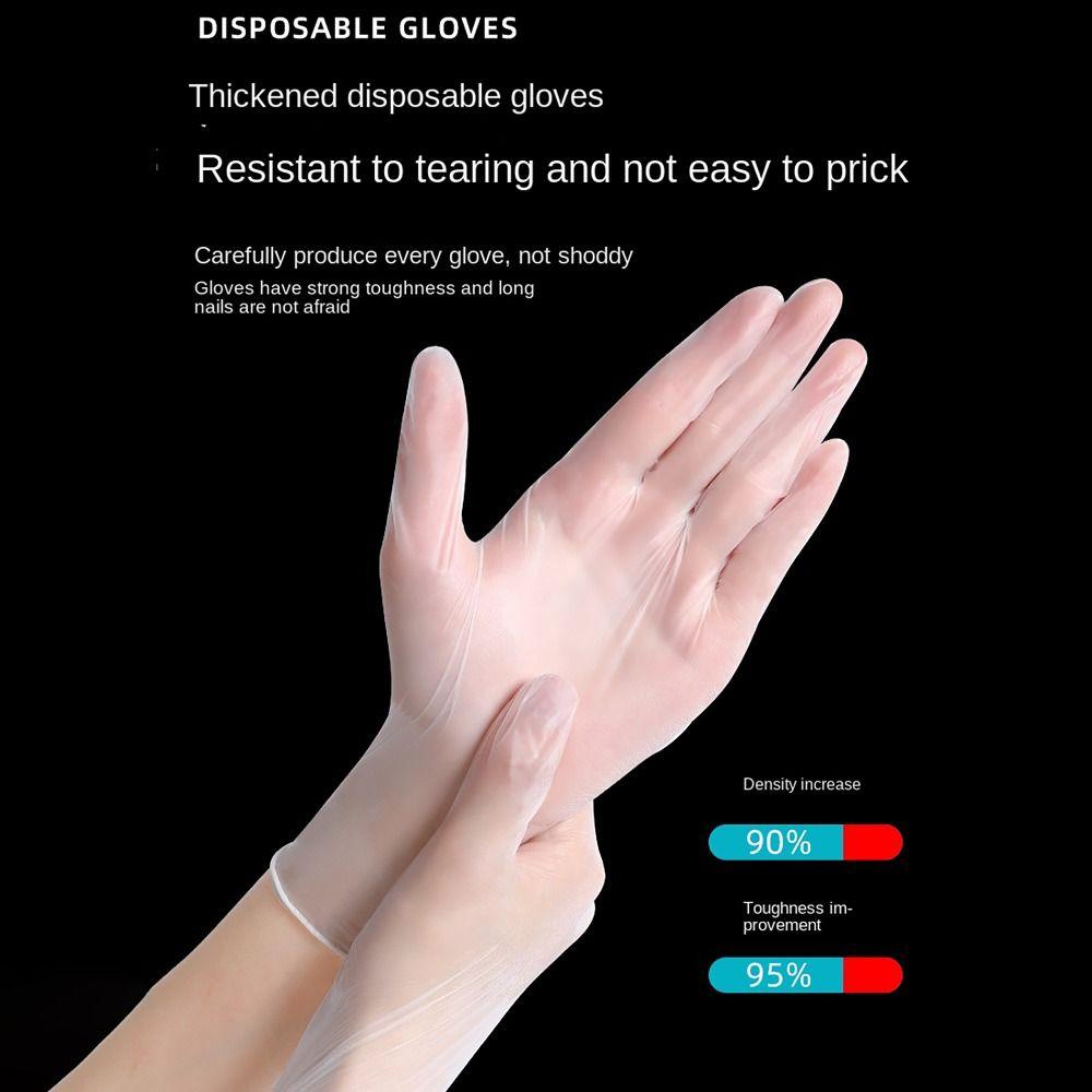 100Pcs Transparent Disposable Gloves S/M/L/XL Latex Free Gloves Durable Cleaning Gloves  Household