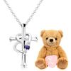 Necklace Cross Heart Diamond Birthstone Silver Brown Teddy Bear Sapphire September [Sears] P5257-tdt-01-b09