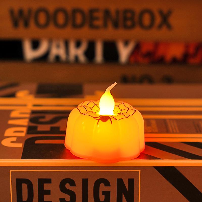 Halloween Mini Pumpkin Lantern Led Electronic Candle Light Prop Glowing Skull Figurine