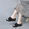 Wedge Heel Slippers Women's Wear 2024 Summer Hot Diamond Gypsy Star Open Toe One-character Sandals Waterproof Table Muffin and Slippers