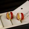 Элегантные французские ретро двусторонние серьги-каффы в форме капли с глазурованными геометрическими овалами