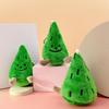 Green Christmas Tree Smiley Face Plush Keychain Ornament