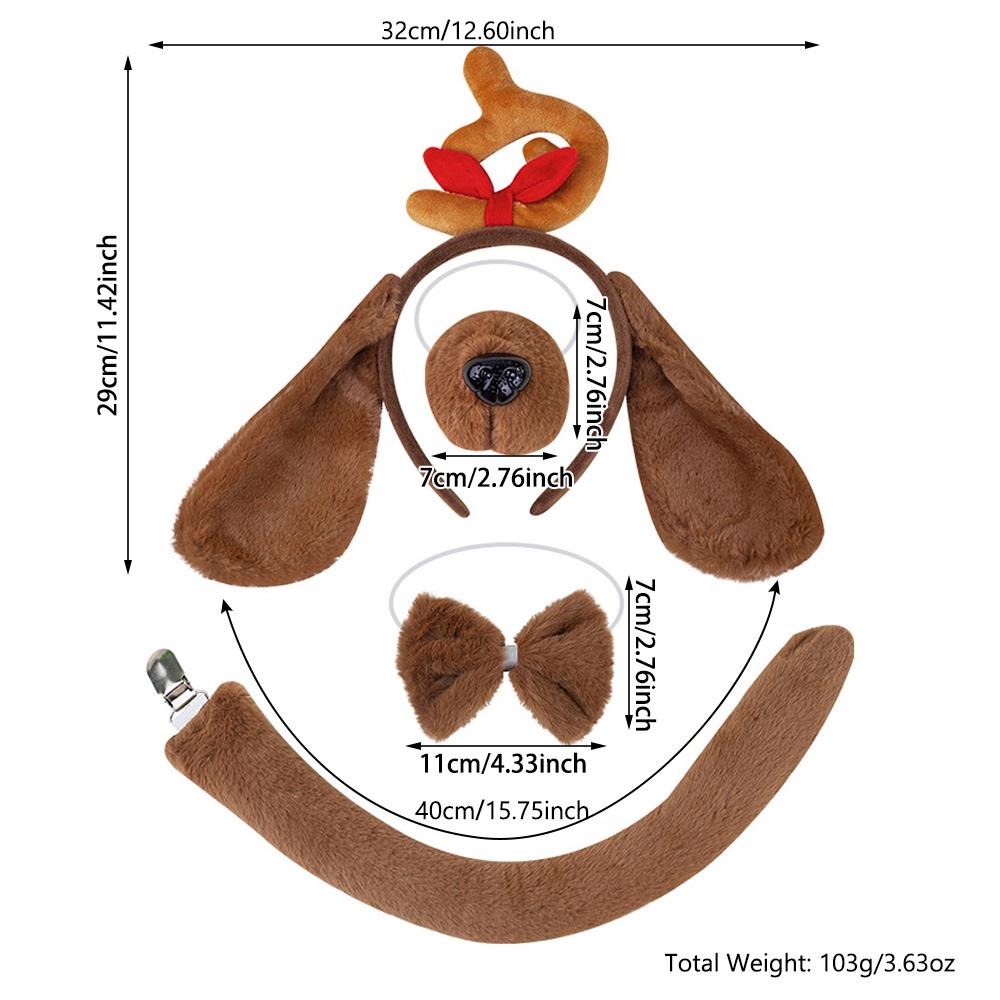 Хэллоуин Ободок Нос Хвост Галстук-бабочка Праздничный Маскарад Костюм для косплея собаки для детей и взрослых