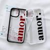 Красный чехол для телефона с принтом букв "Amor." для IPhone 17 16 Pro Max 15 14 Plus 13 12 11 XS XR SE 17Air Художественный буквенный прозрачный чехол Capa