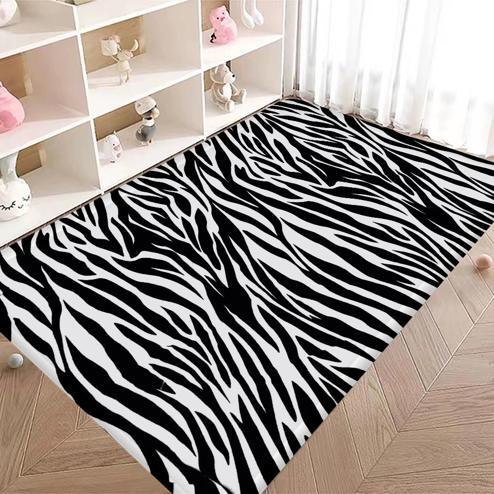 Zebra-stripe Floor Mat Bathroom Mat Kids Room Bedroom Decoration Balcony Anti-Slip Doormat Living Room Bedside Area Rugs