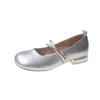 Gentle Wind Mary Jane Women's Shoes 2024 Autumn New French Small Fragrant Wind Pearl Single Shoes with Skirt Silver Single Shoes