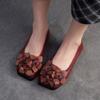 Модная ретро женская обувь из натуральной кожи, одинарная, туфли-балетки, весна-лето 2025, с цветочной отделкой, легкая