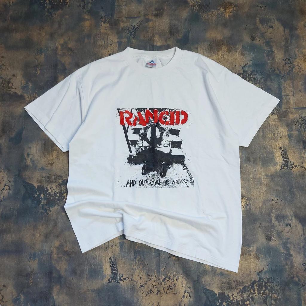 Винтажная футболка Rancid 90-х Размер L Белый Хлопок Графическая Панк-рок Группа Футболка