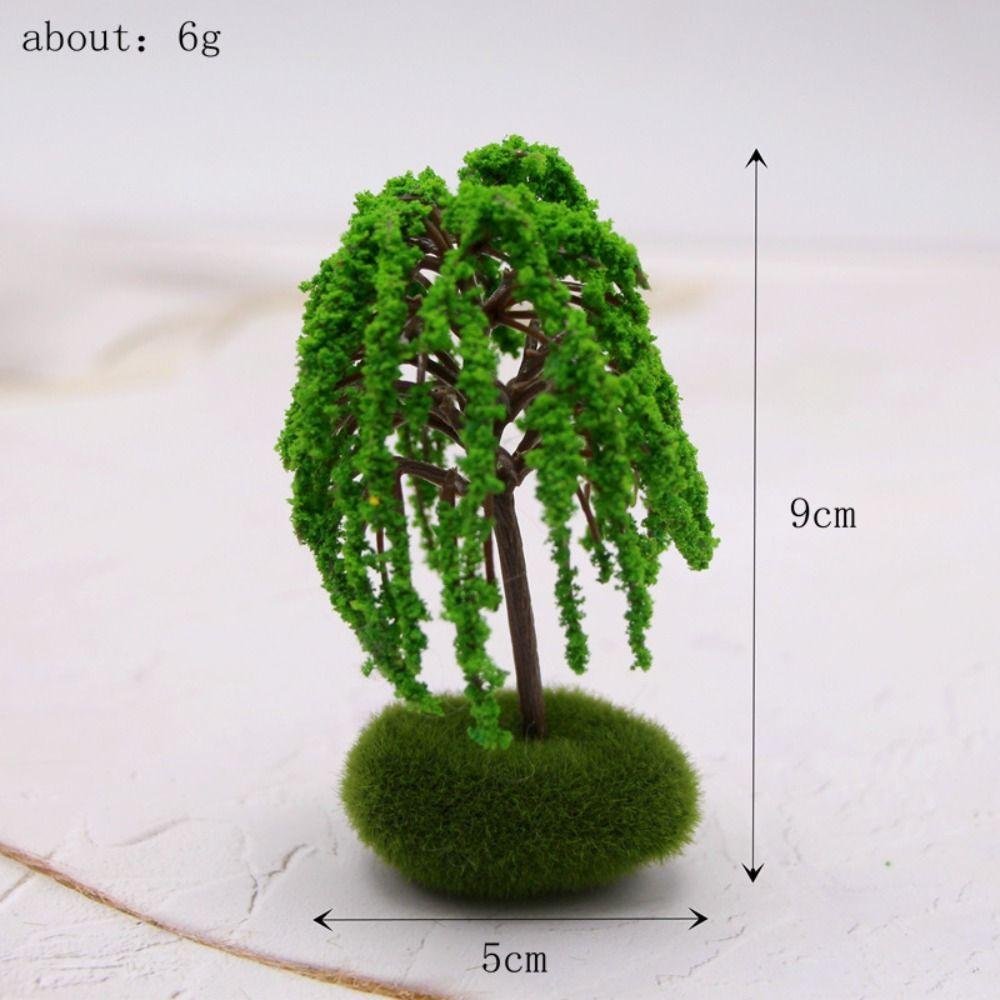 Artificial Moss Rocks/Wooden Base Model Trees Natural Green Dollhouse Mini Tree Building Model