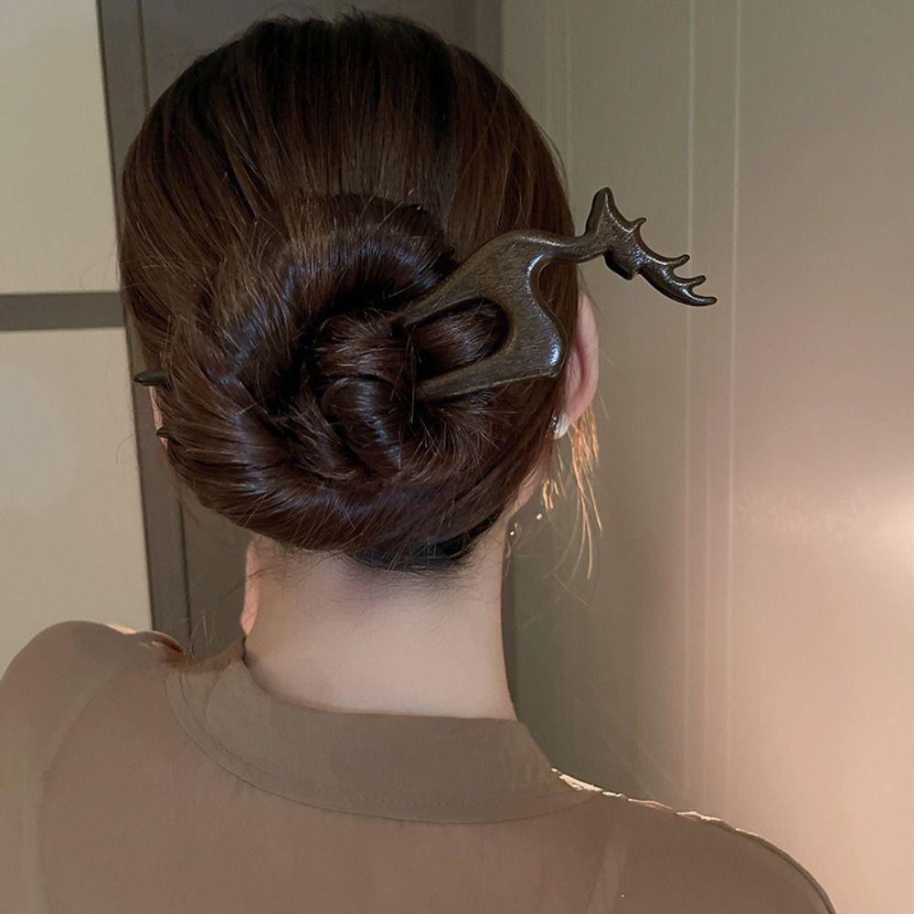 Деревянная палочка для волос из кошачьей шерсти, изысканная шпилька в китайском стиле, аксессуары для волос для девочек